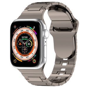 Pour <span class=keywords><strong>Apple</strong></span> <span class=keywords><strong>Watch</strong></span> Ultra 49mm 45mm 41mm 44mm 42mm 40mm 38mm Bracelet de montre en silicone Style machine couleur métallique - Product Image 2
