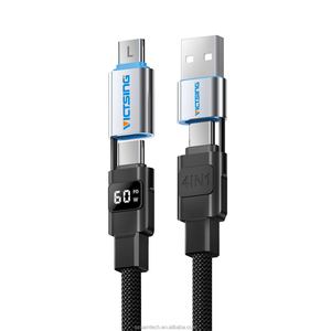 4 in 1 <strong>USB</strong> <strong>C</strong> <strong>Cable</strong> with Wattage Display 60W Round Nylon Braided Multi Charging <strong>Cable</strong> <strong>USB</strong> <strong>C</strong> Charging Cord Combo Type <strong>C</strong> - Product Image 5