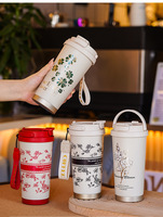 Mug à café en acier inoxydable 18/8 de 530 ml avec revêtement céramique, deux modes de consommation, double paroi, thermos isolé sous vide, 6-12 heures, tasse de bureau