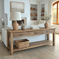 Table console en bois rustique Combohome avec 3 tiroirs pour entrée, salon