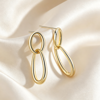 Boucles d'oreilles clous géométriques double cercle en argent sterling S925 plaqué or