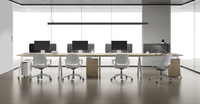 Table de bureau modulaire de coworking en espace ouvert moderne, poste de travail, mobilier de bureau, 4, 6, 8 places, personnel, poste de travail de bureau
