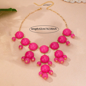 Collana Statement in Metallo Dorato con Perle a Bolle Blu <span class=keywords><strong>Cielo</strong></span> e Perle Rotonde Lucide in Resina, <span class=keywords><strong>Gioielli</strong></span> di Moda OEM/ODM - Product Image 5