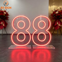 Enseigne néon acrylique personnalisée pour location événementielle, grands chiffres et lettres lumineux en acrylique de 3 et 4 pieds pour décoration de mariage et d'événements