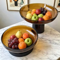 Plateau à fruits secs et desserts en verre, style minimaliste et luxueux, grand format, motif uni, pour la maison, le salon, la table basse