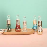 Ensemble de flacons de parfum vintage en verre filigrané doré, conteneur d'huile Attar arabe, forme sablier avec applicateur, multicolore, vente en gros