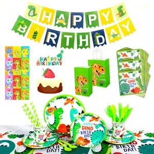 CIVI dinosaurio suministros de fiesta de cumpleaños juego de vajilla niños platos y tazas de fiesta desechables tema conjunto de decoración de cumpleaños
