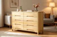 Commode scandinave en chêne massif à 8 tiroirs, pliable, autoportante, coffre de rangement polyvalent pour salon