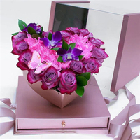 Boîte à fleurs carrée de luxe en acrylique avec fenêtre intégrale, boîte à roses en forme de cœur à l'intérieur, boîte cadeau pour la fête des mères avec tiroir