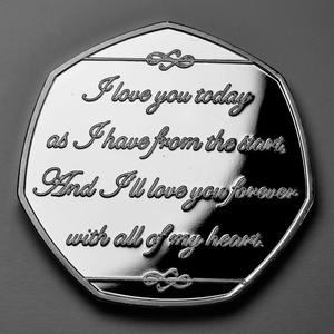 Новые горячие металлические монеты серебряные 999 с индивидуальным логотипом в виде сердца, подарок на день Святого Валентина, юбилейная коробка, металлические Юбилейные Монеты для свадьбы - Product Image 3