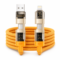 Kabel Pengisian Cepat 4-in-1 Multi USB 240W dengan Type-C/Micro USB untuk iPhone & Android Penggunaan Universal