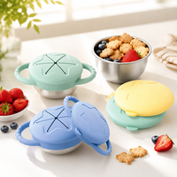 Gobelet anti-déversement en acier inoxydable avec couvercle en silicone, contenants à collation, tasses en silicone, attrape-collations pour bébés, tout-petits et enfants