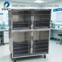 Cage pour animaux de compagnie à double étage en fil métallique robuste EURVET pour hôpital vétérinaire