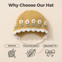 Gorro de Bebé Tejido a Mano de Primera Calidad con Diseño de Margaritas, Gorro Infantil Suave y Ajustable, Diseño Floral Único Hecho a Mano, Calidez en las Puntas de los Dedos