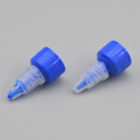 Usine OEM 18 20 24 28mm Bleu Plastique PP Bouche Vis Pointue Twist Top Off Distributeur Bec Bouchon pour Confiture D'encre Cheveux Gel Bouteille D'huile