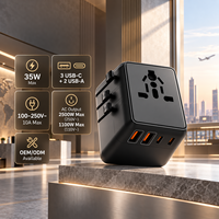 Adaptateur de voyage universel multi-ports, chargeur GaN 35W avec 3 USB-C et 2 USB-A pour les voyages d'affaires internationaux