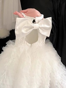 Boutique Halfter Kinder bekleidung Marken trend Sommer 2-10 Jahre alt Baby Mädchen weiß Prinzessin Party kleid mit Fliege Dekoration - Product Image 5