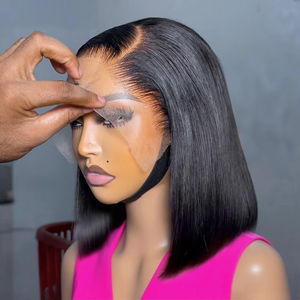 Parrucca 13x4 Glueless Lace Front in Capelli Umani Vergini Brasiliani Lisci HD Trasparente per Parrucche Bob Corte da Donna 180% - Product Image 1