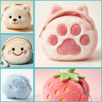 Kedi Wholesale Sac de rangement pour monnaie en peluche, 8 cm, couleur bonbon, mini sac à dos, porte-clés, pendentif, porte-monnaie simple et mignon