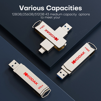 Kodak USSD Mobile Solid U Disk 256GB 512GB USB 3,2 Type-C Dual Interfaces Unidad de estado sólido externa para tableta de teléfono móvil