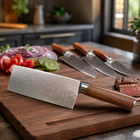 Ensemble de couteaux de cuisine en acier Damas VG10 à 67 couches, manche en bois, couteau de chef, couteau Santoku, couteau à découper, couteau à éplucher pour la viande et les légumes