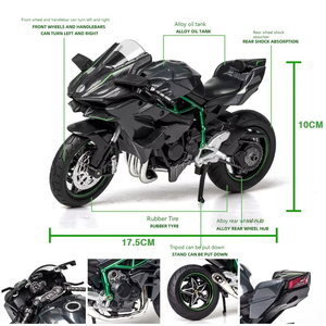 Modèle réduit en métal pour Ducati <span class=keywords><strong>Kawasaki</strong></span> Ninja H2R 1/12 Scale Diecast Toy Sound Light Front-Wheel Steering Ornament Alloy Motorcycle Model - Product Image 3