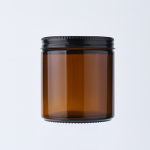 Pots cosmétiques à face droite <span class=keywords><strong>4</strong></span> oz 8oz Bougie ronde à paroi épaisse faisant du beurre corporel Pots en verre ambré - Product Image 3