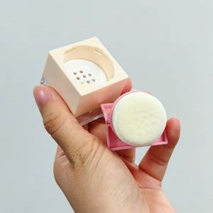 Boîte de conditionnement de poudre cosmétique carrée, conteneur vide en plastique pour poudre libre avec tamis et houppette - Product Image 1