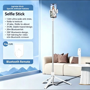 ไม้เซลฟี่แบบยืดหดได้ไร้สาย วัสดุสแตนเลส พร้อมรีโมทไร้สายในตัว และไฟ LED - Product Image 2
