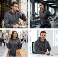 Sweat à capuche rétro personnalisé Elite Selection, couleur unie, brodé noir et blanc, pull streetwear haute définition