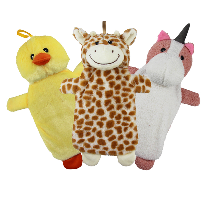 hot sale custom soft cartoon animal warm plush hot water bag cover mini rubber hot water bottle