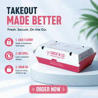 Boîte à emporter pour hamburgers avec doublure intérieure résistante à la graisse, avec logo personnalisé, pour la livraison de hamburgers