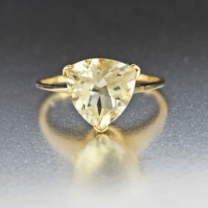 Bague en citrine claire, bague de naissance de novembre, or blanc, bague de fiançailles vintage en citrine - Product Image 4