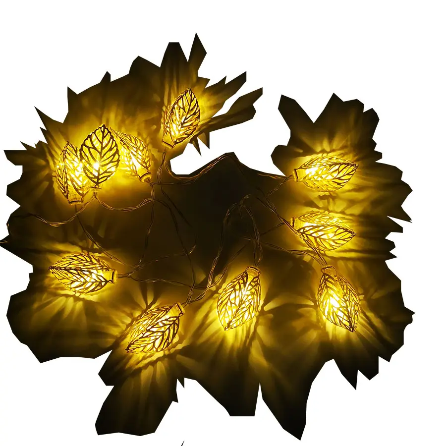 10L sıcak led altın 3D altın yaprak ışık dize noel ağacı dekorasyon için