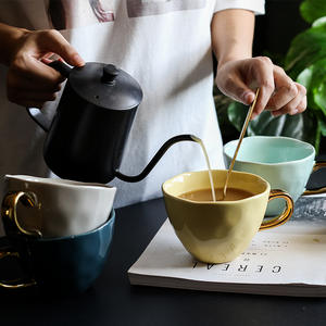 Mug à café en céramique, design nordique, plaqué or, passe au micro-ondes, 201-300 ml, utilisation en fête, couleur et logo personnalisables - Product Image 2