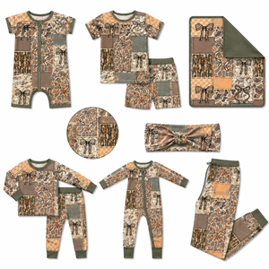Kledingset van bamboe voor babymeisjes, schattig wildflower ontwerp, hoogwaardige romper met rits, bamboe pyjama's - Product Image 2