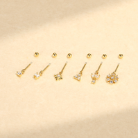 Vente en gros de piercings en argent sterling 925 avec zircon, motifs flocon de neige, marquise, boule et dos plat, pour piercing hélix vertical et cartilage d'oreille