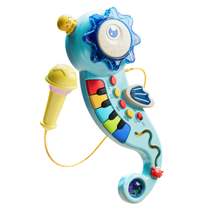 Jouet <span class=keywords><strong>de</strong></span> piano électronique en forme <span class=keywords><strong>de</strong></span> hippocampe mignon, instrument <span class=keywords><strong>de</strong></span> <span class=keywords><strong>musique</strong></span> pour enfants, clavier avec microphone, jouet éducatif précoce pour tout-petits - Product Image 1