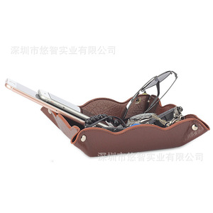 Customized PU leather jewelry storage tray, creative desktop multi-functional storage box, business card holder/storage box - Product Image 2