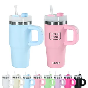 แก้วน้ำเก็บความร้อนสองชั้น สแตนเลส ขนาด 14 ออนซ์ แบบพกพาเคลือบสีฝุ่น ดีไซน์สปอร์ต ฝาปิดสำหรับแคมป์ปิ้ง สลักลายด้วยเลเซอร์ - Product Image 4