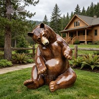 Statue d'ours en bronze grandeur nature, sculpture d'ours assis pour jardin extérieur, art animalier en métal antique pour la décoration de cour et de parc, vente en gros