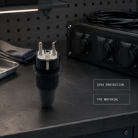 Prise mâle en caoutchouc Schuko européenne 16A 230V 3,7 kW IP44 TPE avec protection contre les surtensions, adaptée à une utilisation industrielle en extérieur, TPE P134F