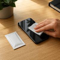 Lingettes Nettoyantes pour Écrans de Marque Neutre en Microfibre avec 26%/70% d'Alcool Isopropylique pour Téléphones, Ordinateurs et Écrans de Télévision - Emballées Individuellement
