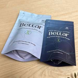 Bolsa de aluminio con cierre zip impresa a medida, de calidad alimentaria, para envasar 100g de suplemento herbal en polvo. - Product Image 4