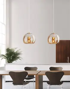 현대 샹들리에 고전적인 가정 장식 e27 금 둥근 led 거품 공 현대 유리제 펀던트 빛