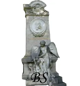 Wit Marmer Huilende Engel Steen Beeldhouwwerk Monument Grafsteen