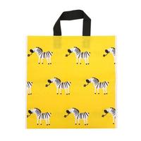 Sac de courses personnalisé en plastique HDPE avec poignée, pochette autoportante résistante à l'humidité pour l'emballage de chaussures et de vêtements