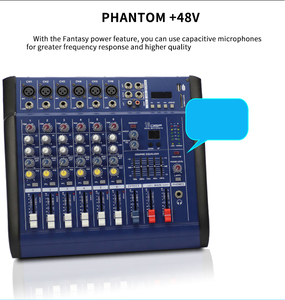 Venda quente 6 Canal 602D USB Powered Mixers Amplificador De Áudio Profissional com BT Vídeo & Iluminação - Product Image 6