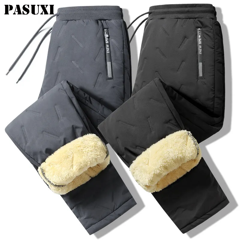 Pasuxi מפעל pasuxi כותנה מותאם אישית פרווה ערימות מכנסיים חורף ריק מכנסיים יוניסקס בתוספת גודל לגברים