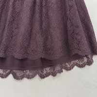 Jupe longue marron élastique taille haute en dentelle, jupe midi ajourée au crochet avec patchwork et poches, élégante pour femme, idéale pour le quotidien et les trajets.